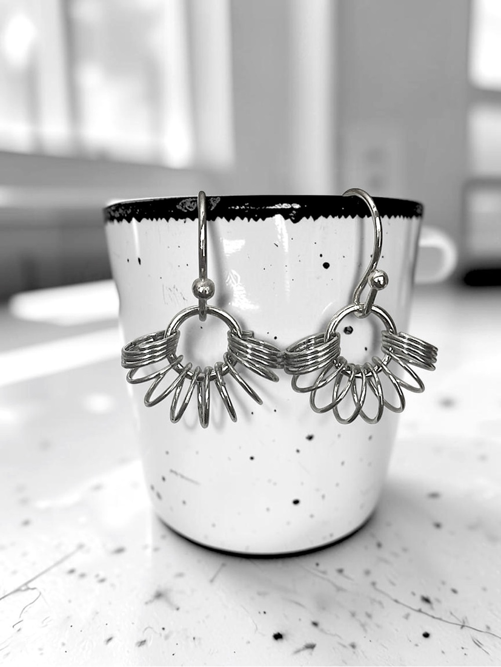 5 For $25💫Alternative Silver Coiled Spring Dangles Earrings